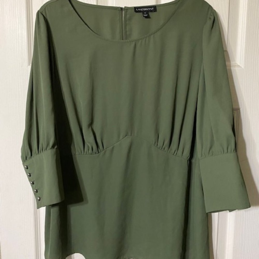Lane Bryant Olive Green Dress Top